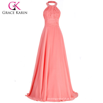 Grace Karin Womens Halter Formal Long Melancia Chiffon Prom Dress Venda CL6028